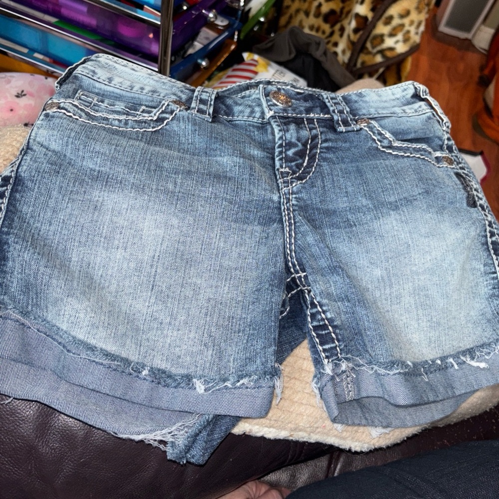 Silver Jeans Denim Blue Women's Cuffed McKenzie Shorts Size W26